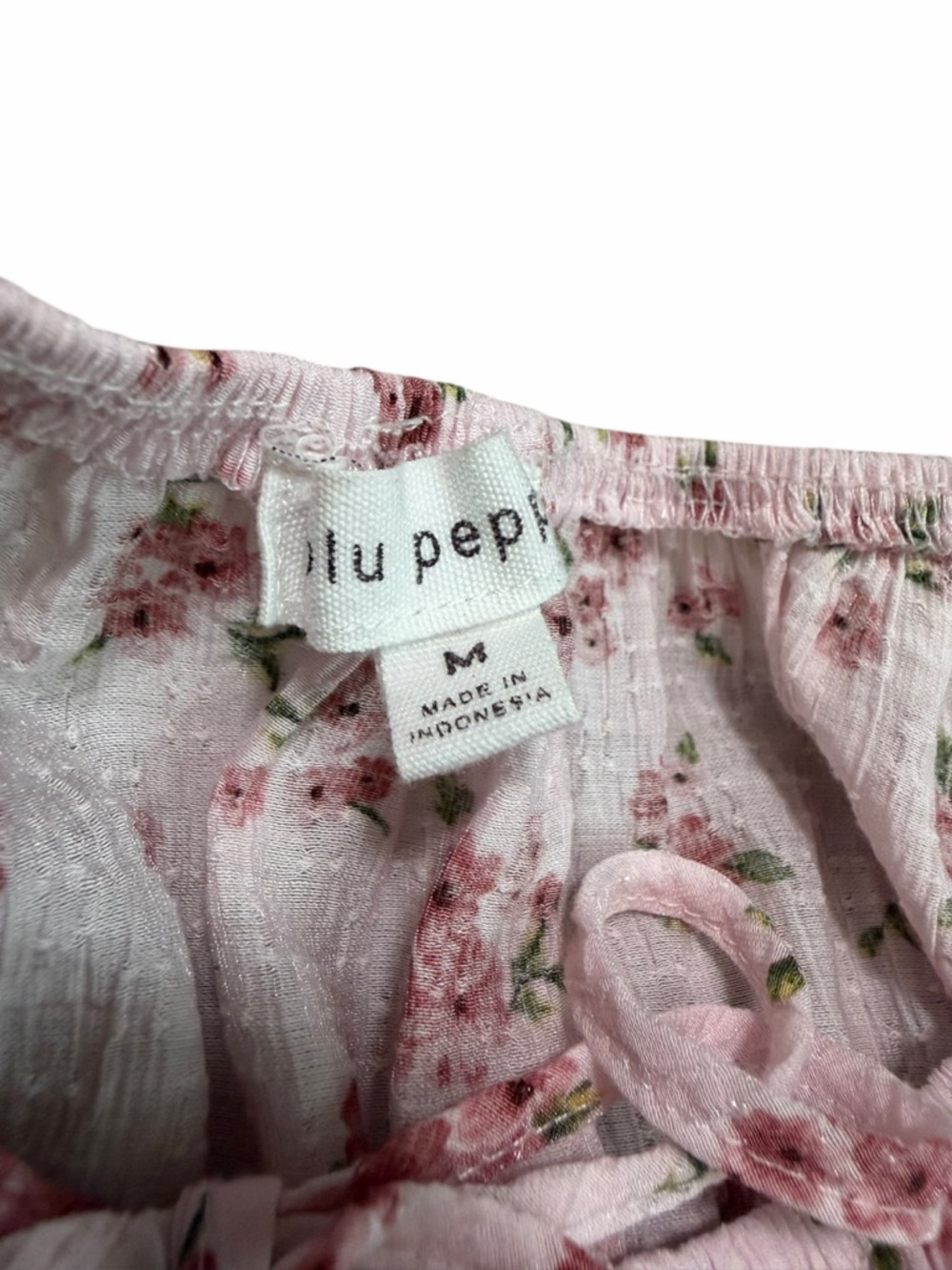 Blu Pepper Women's Pink Floral Tiered Milkmaid Mini‎ Dress | Size Medium - Picture 5 of 6